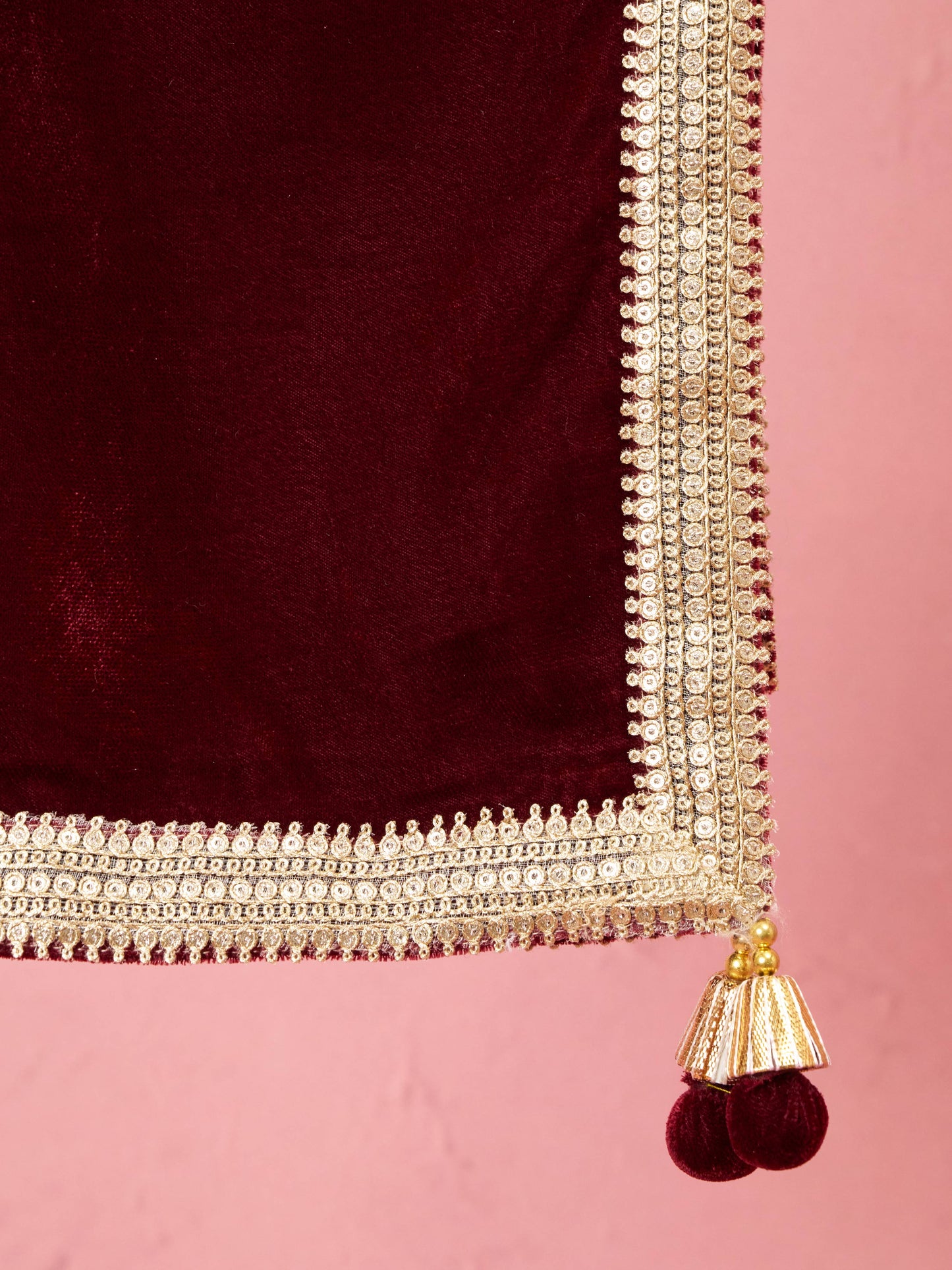 Maroon Velvet Festival Wear Men's Dupatta