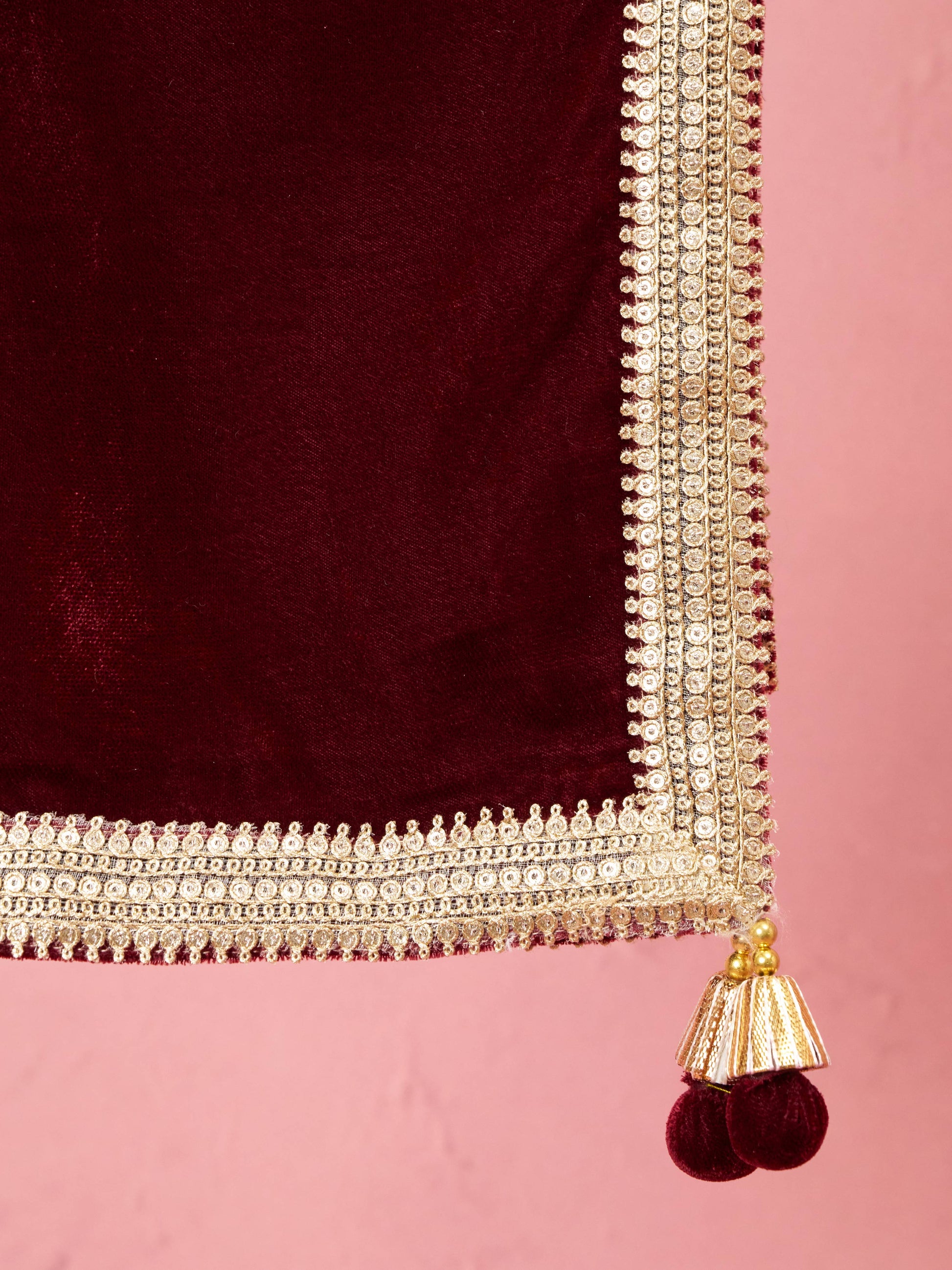 Maroon Velvet Festival Wear Men's Dupatta