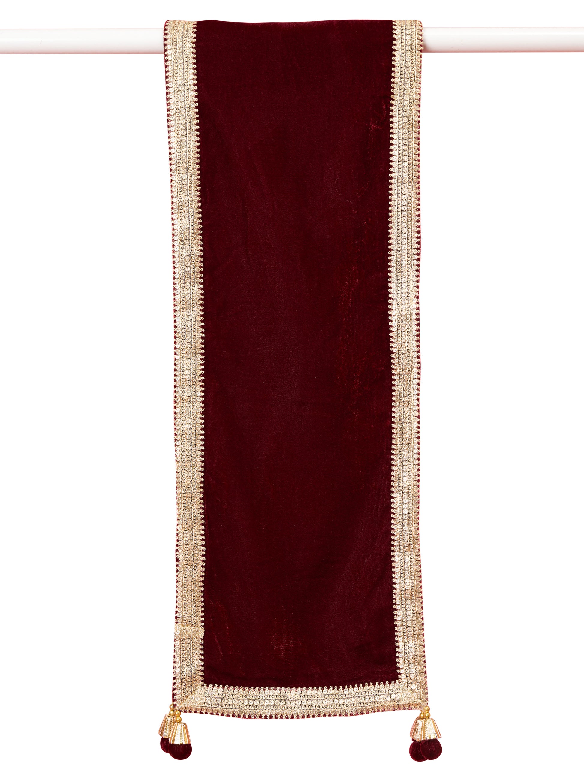 Maroon Velvet Festival Wear Men's Dupatta
