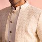 Cream Silk Blend Wedding Wear Men's Indo Western Set