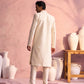 Cream Silk Blend Wedding Wear Men's Indo Western Set
