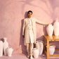 Cream Silk Blend Wedding Wear Men's Indo Western Set
