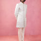 Purple Silk Blend Wedding Wear Men's Indo Western Set