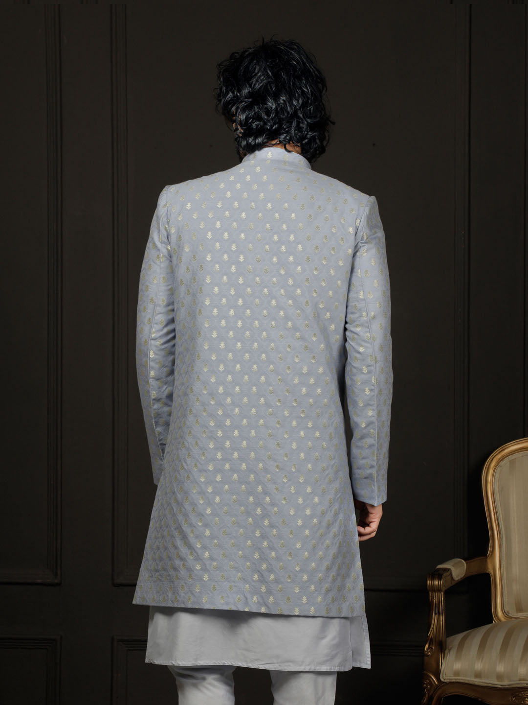 Aqua Silk Blend Wedding Men's Indo Western