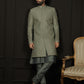 Green Silk Blend Wedding Men's Indo Western