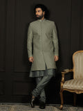 Green Silk Blend Wedding Men's Indo Western