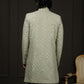 Green Silk Blend Wedding Men's Indo Western