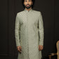 Green Silk Blend Wedding Men's Indo Western
