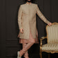 Peach Silk Blend Wedding Men's Indo Western