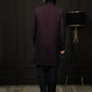 Wine Silk Blend Wedding Wear Men's Indo Western Set