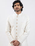 Cream Silk Blend Wedding Men's Indo Western Set