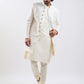 Cream Silk Blend Wedding Men's Indo Western Set