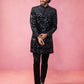 Stunning Black Silk Blend Wedding Men's Indo Western Set