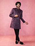 Maroon Silk Blend Wedding Men's Indo Western Set