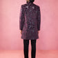 Maroon Silk Blend Wedding Men's Indo Western Set