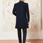 Navy Blue Silk Blend Wedding Men's Indo Western Set