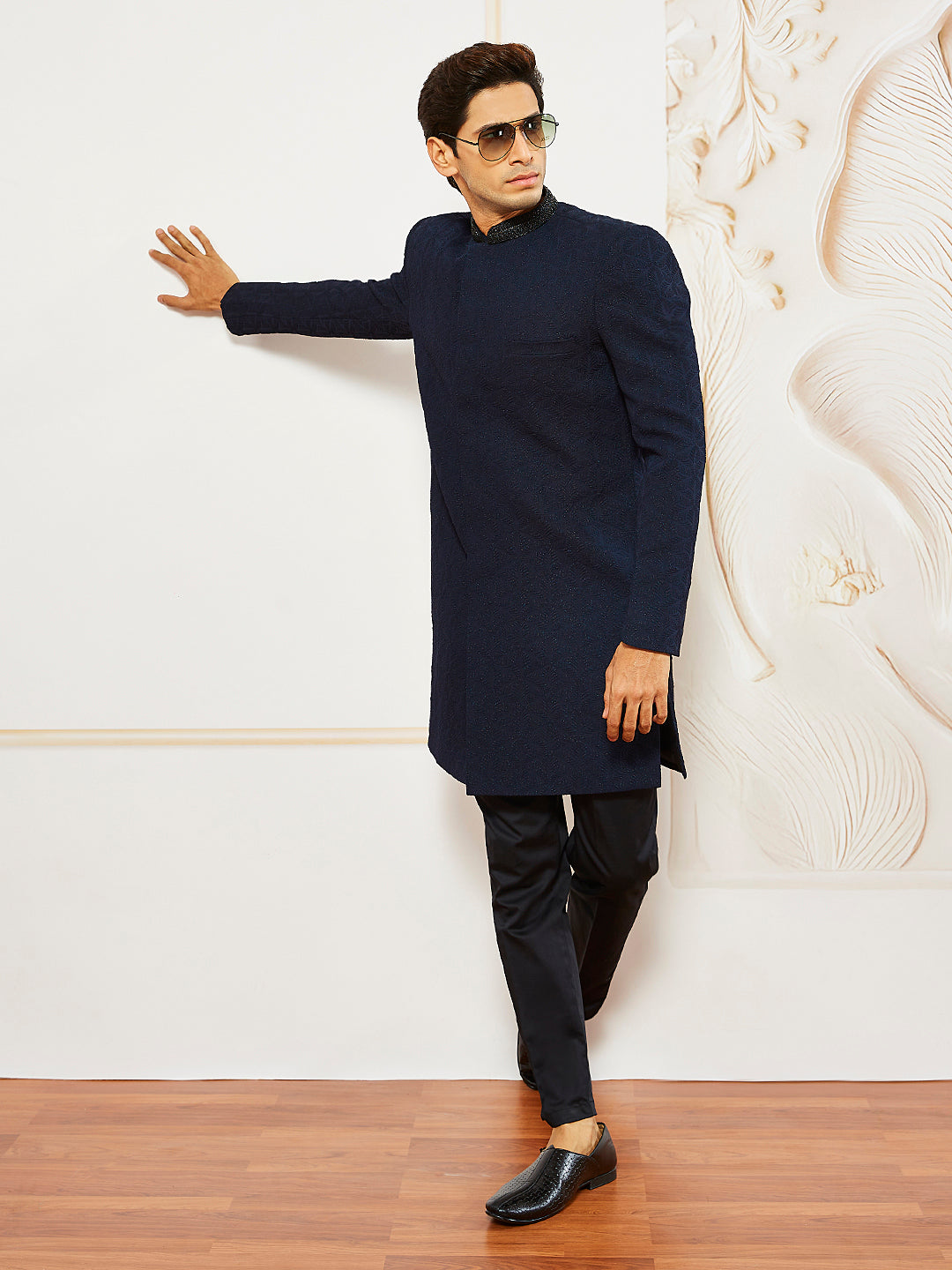 Men's Silk Blend Indo Western And Pant Set