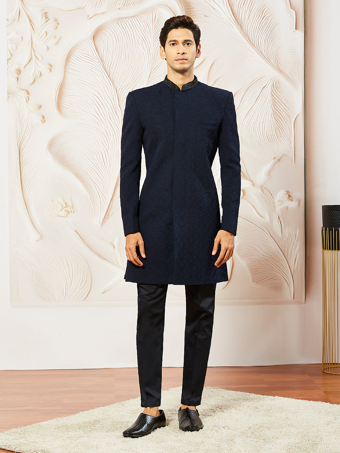 Men's Silk Blend Indo Western And Pant Set