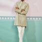 Pista Green Silk Blend Wedding Men's Indo Western Set