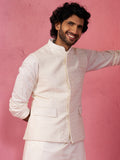 Cream Silk Blend Party Wear Men's Jacket