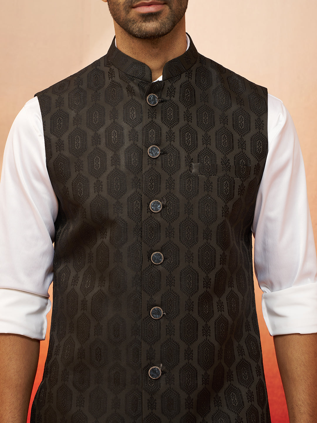 Designer Black Silk Blend Party Wear Men's Jacket