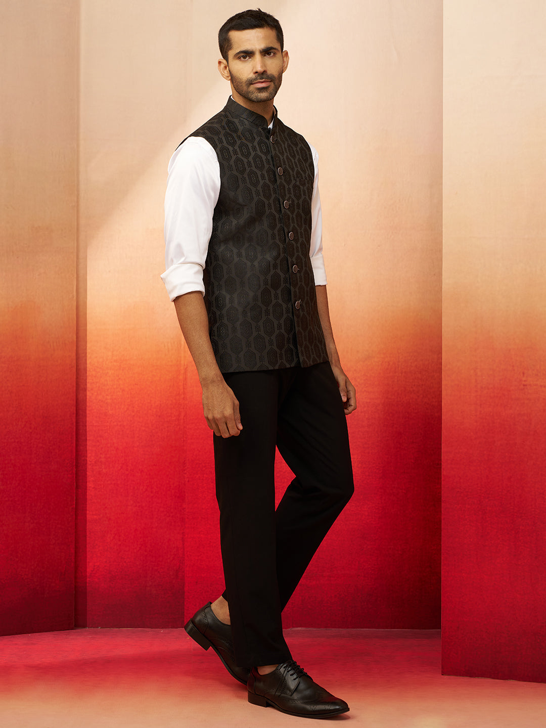 Designer Black Silk Blend Party Wear Men's Jacket