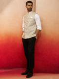 Grey Silk Blend Party Wedding Wear Men's Jacket