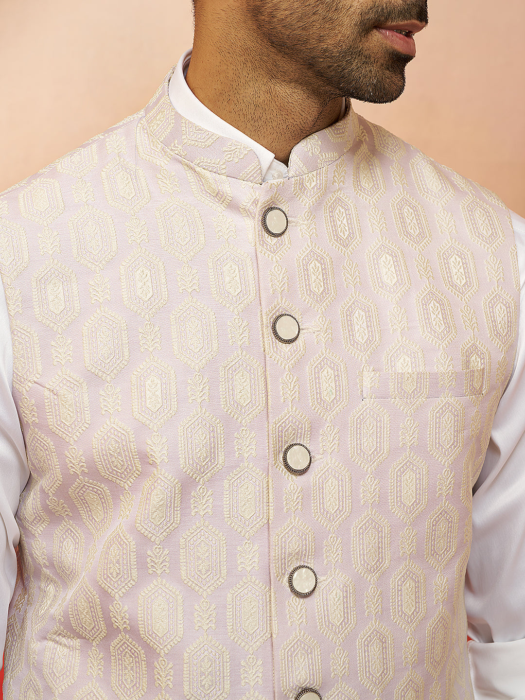 Purple Silk Blend Party Wear Men's Jacket
