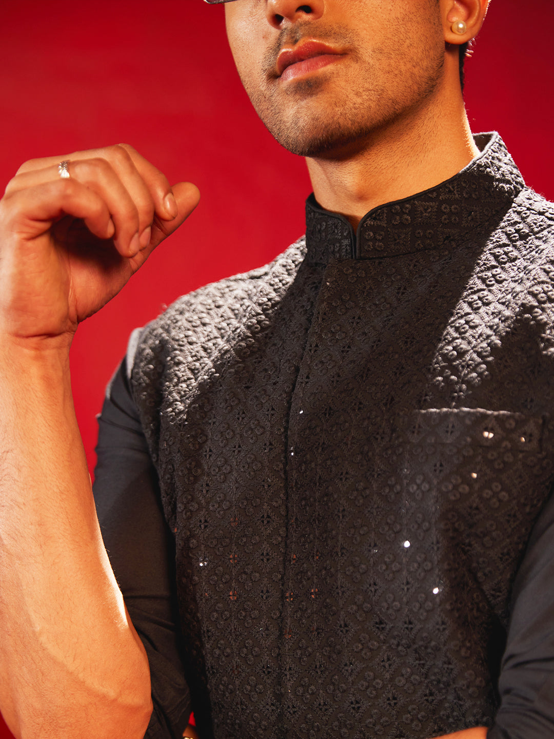 Classic Black Silk Blend Party Wear Men's Jacket