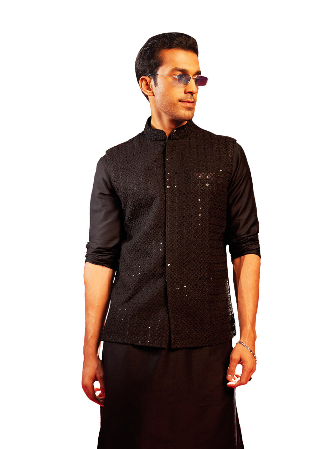 Classic Black Silk Blend Party Wear Men's Jacket
