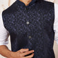 Navy Blue Silk Blend Party Wear Men's Jacket