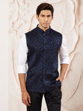 Navy Blue Silk Blend Party Wear Men's Jacket