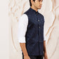 Navy Blue Silk Blend Party Wear Men's Jacket