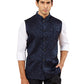 Navy Blue Silk Blend Party Wear Men's Jacket