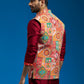 Red Silk Blend Party Wear Men's Jacket