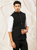 Black Silk Blend Party Wear Men's Jacket