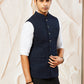 Navy Blue Silk Party Wear Men's Jacket