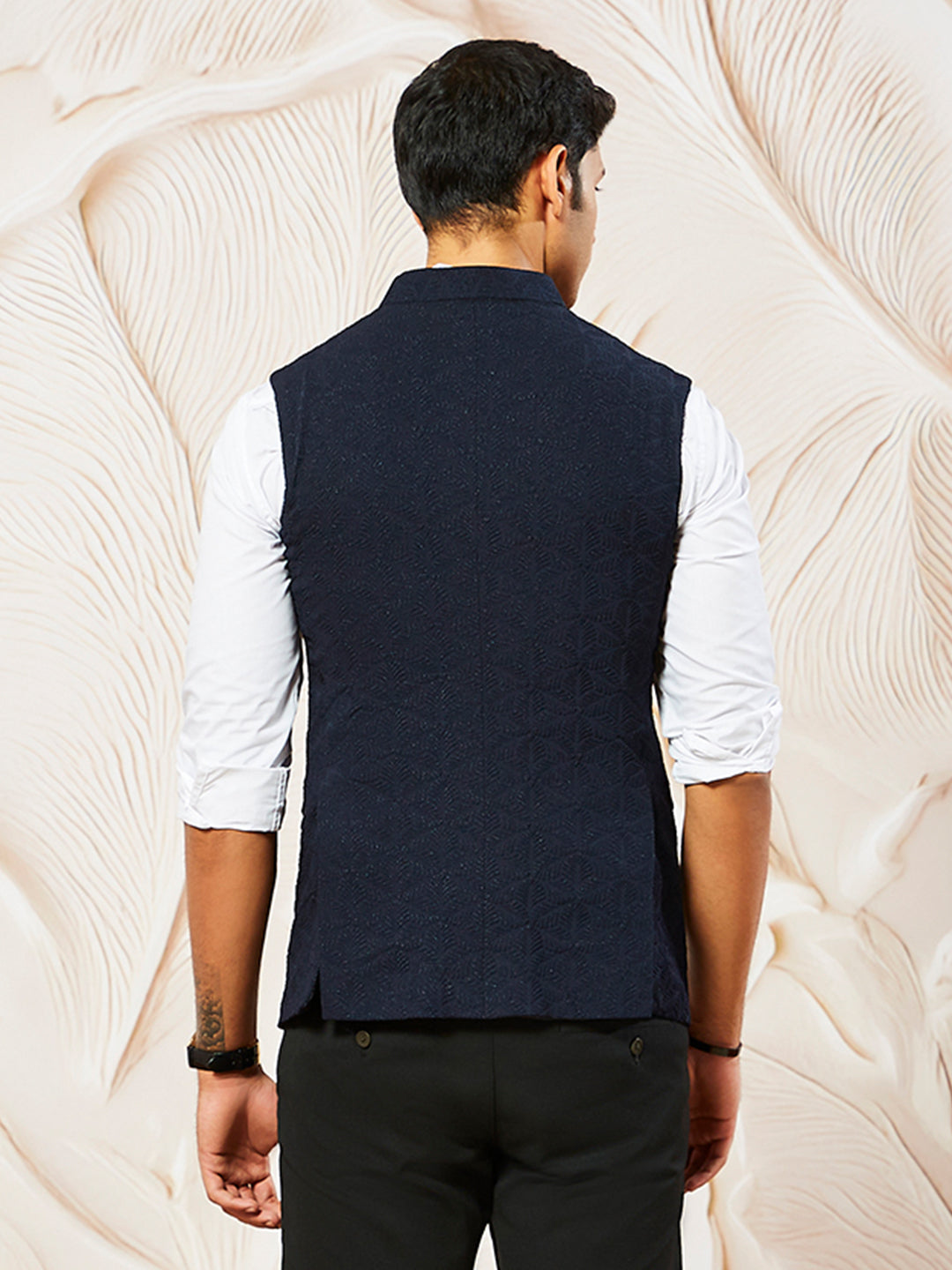 Navy Blue Silk Party Wear Men's Jacket