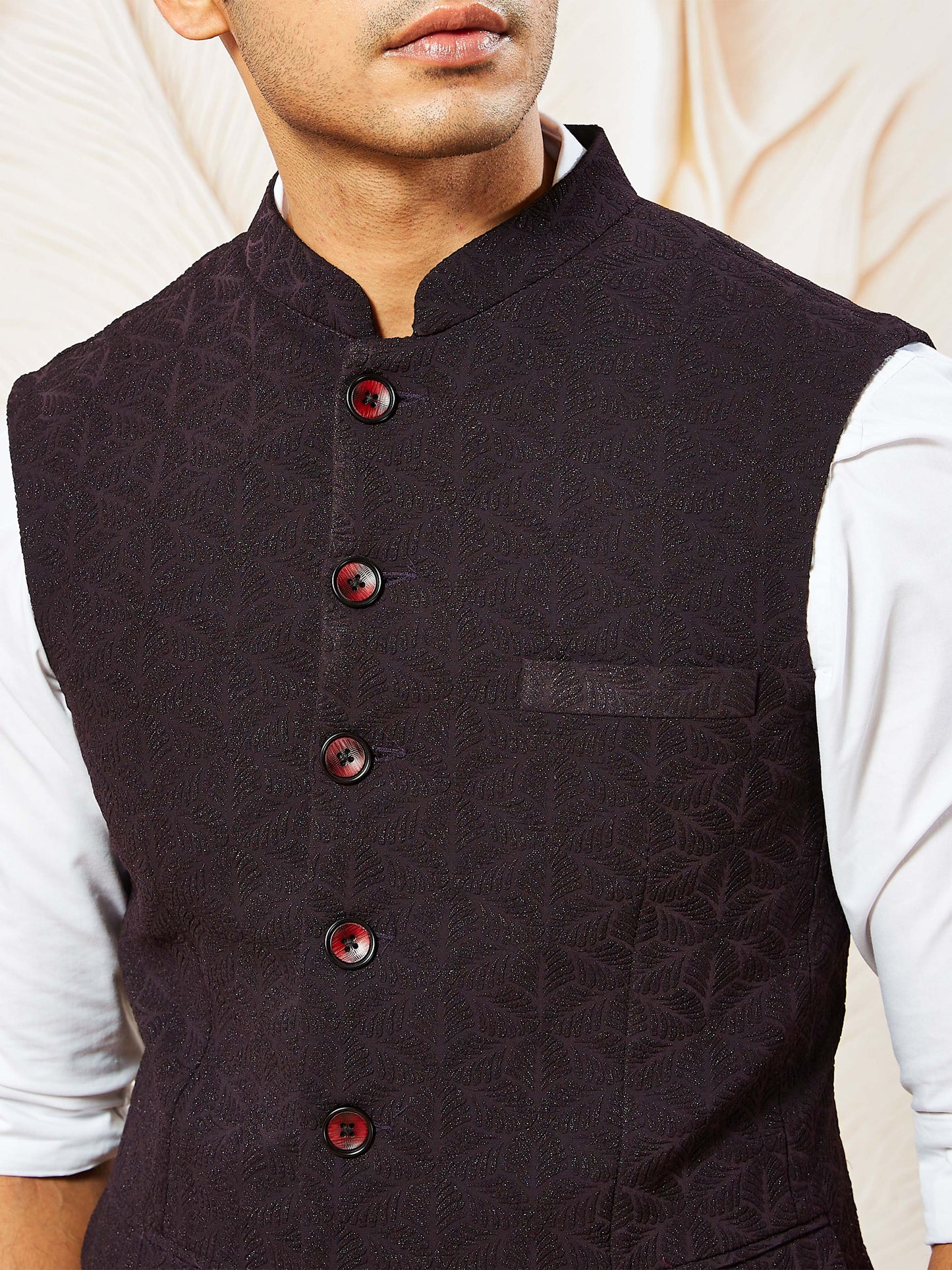 Wine Silk Blend Party Wear Men's Jacket