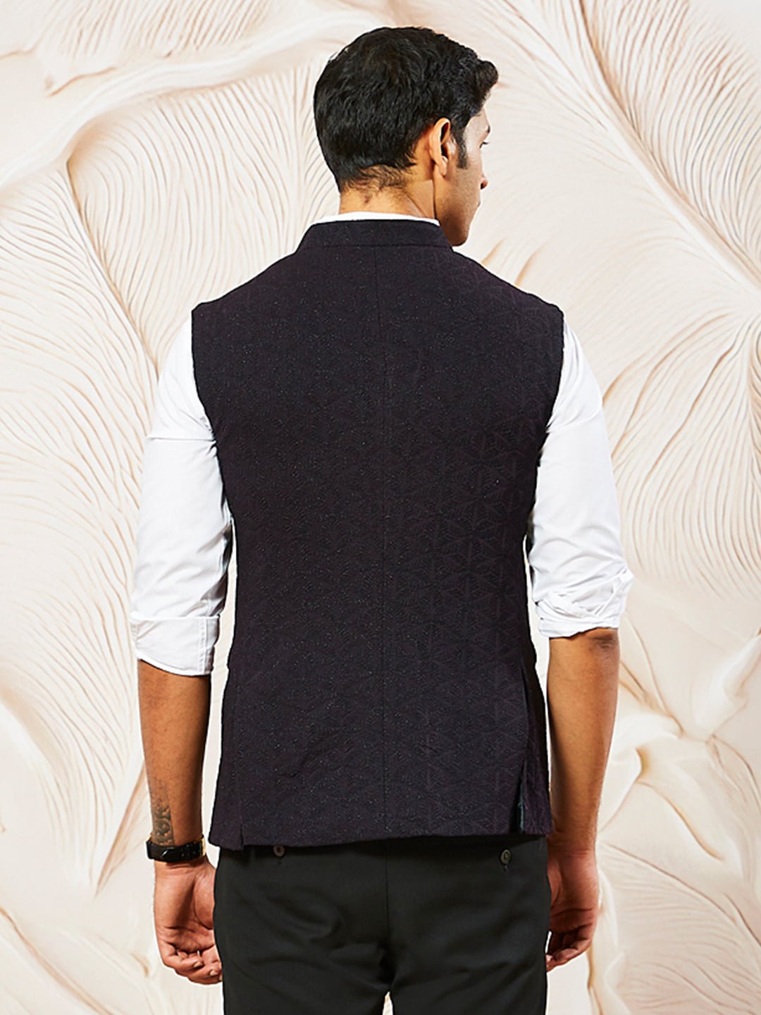 Wine Silk Blend Party Wear Men's Jacket