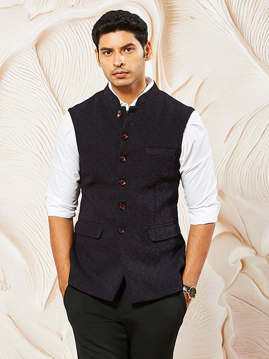 Wine Silk Blend Party Wear Men's Jacket