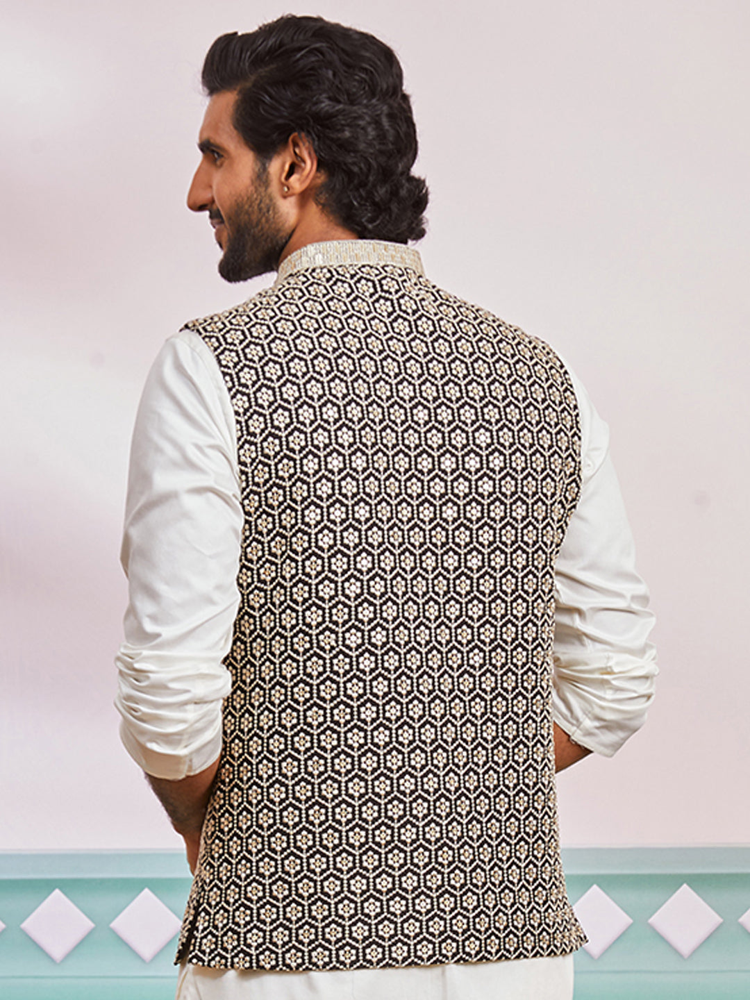 Black Silk Party Wear Men's Jacket
