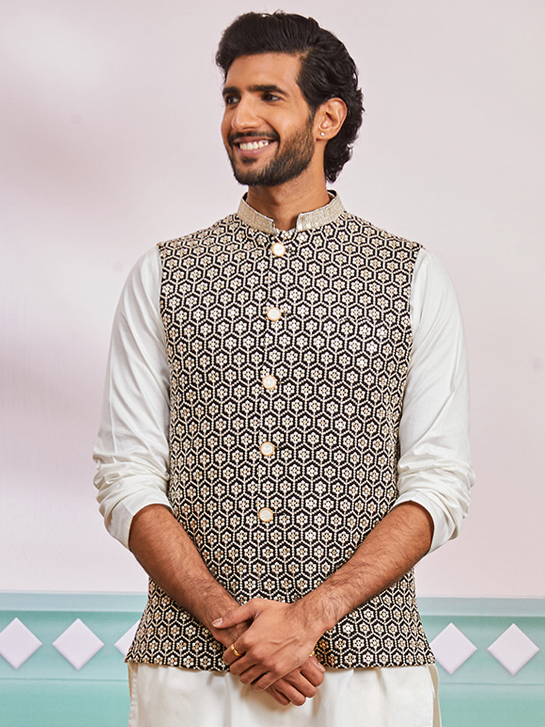 Black Silk Party Wear Men's Jacket