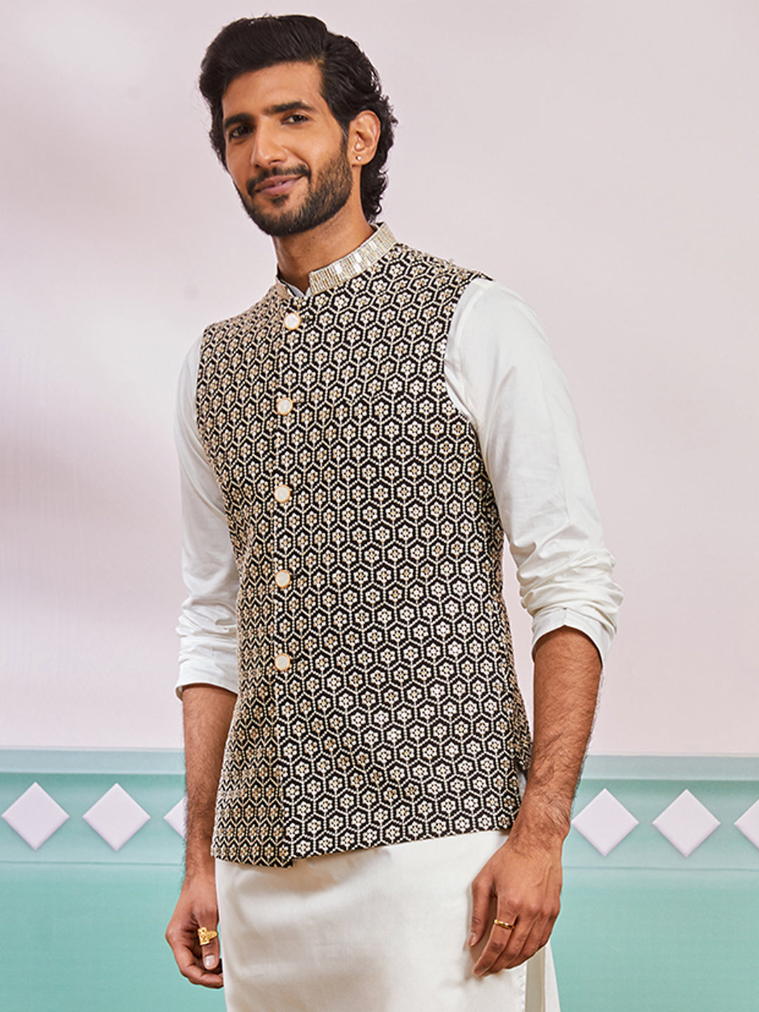 Black Silk Party Wear Men's Jacket