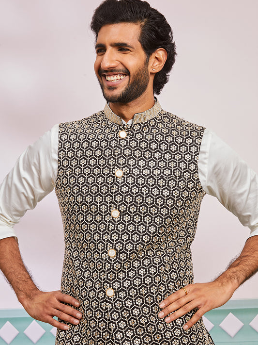 Black Silk Party Wear Men's Jacket