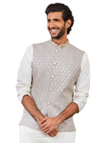 Grey Silk Blend Party Wear Men's Jacket