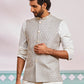 Grey Silk Blend Party Wear Men's Jacket
