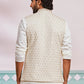 Off White Silk Blend Party Wear Men's Jacket