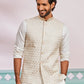Off White Silk Blend Party Wear Men's Jacket