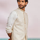 Off White Silk Blend Party Wear Men's Jacket